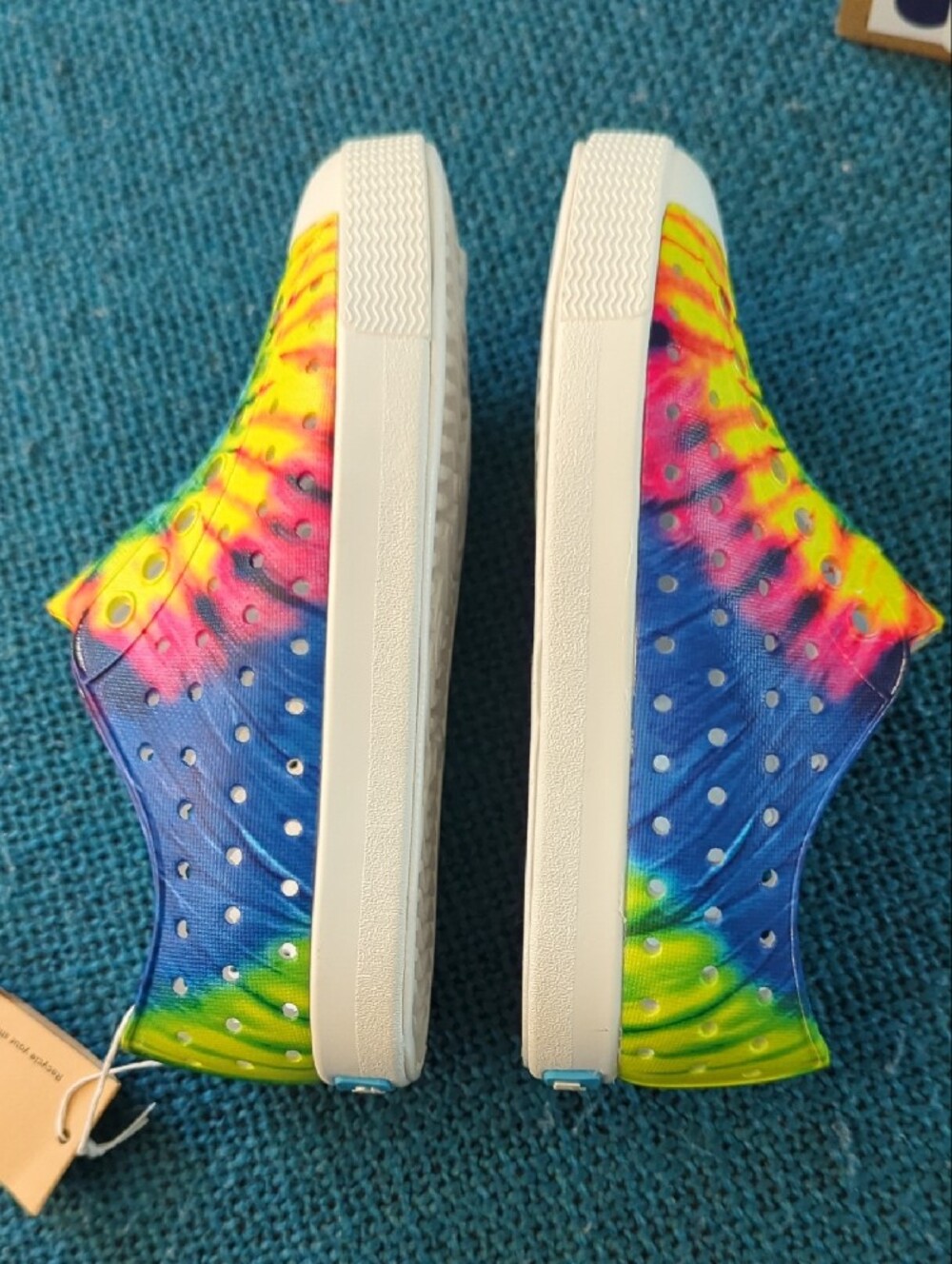 Native Shoes Kids C9 Tie-Dye Slip-On Sneakers - Blue/Yellow/Green - Picture 3 of 5